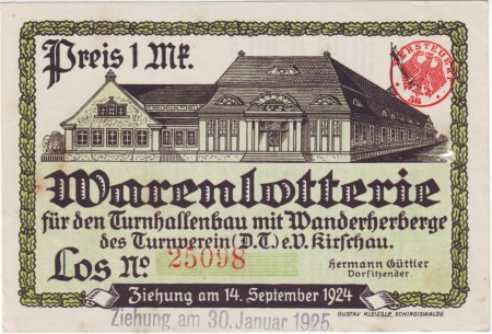 Warenlotterie für den Turnhallenbau Kirschau 